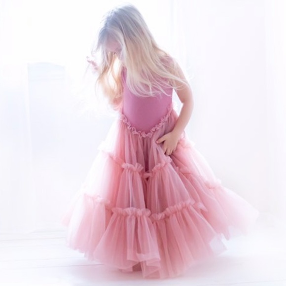 One Left in 7/8. PRICE FIRM - NWT Pink Tiered Princess Girls Fluffy Tulle Dress - Picture 6 of 10